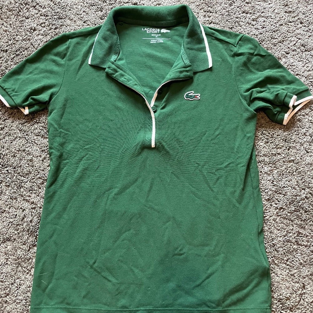 Green with White Trim Lacoste Sport Polo 50 UPF Protection Thermoregulated - 32